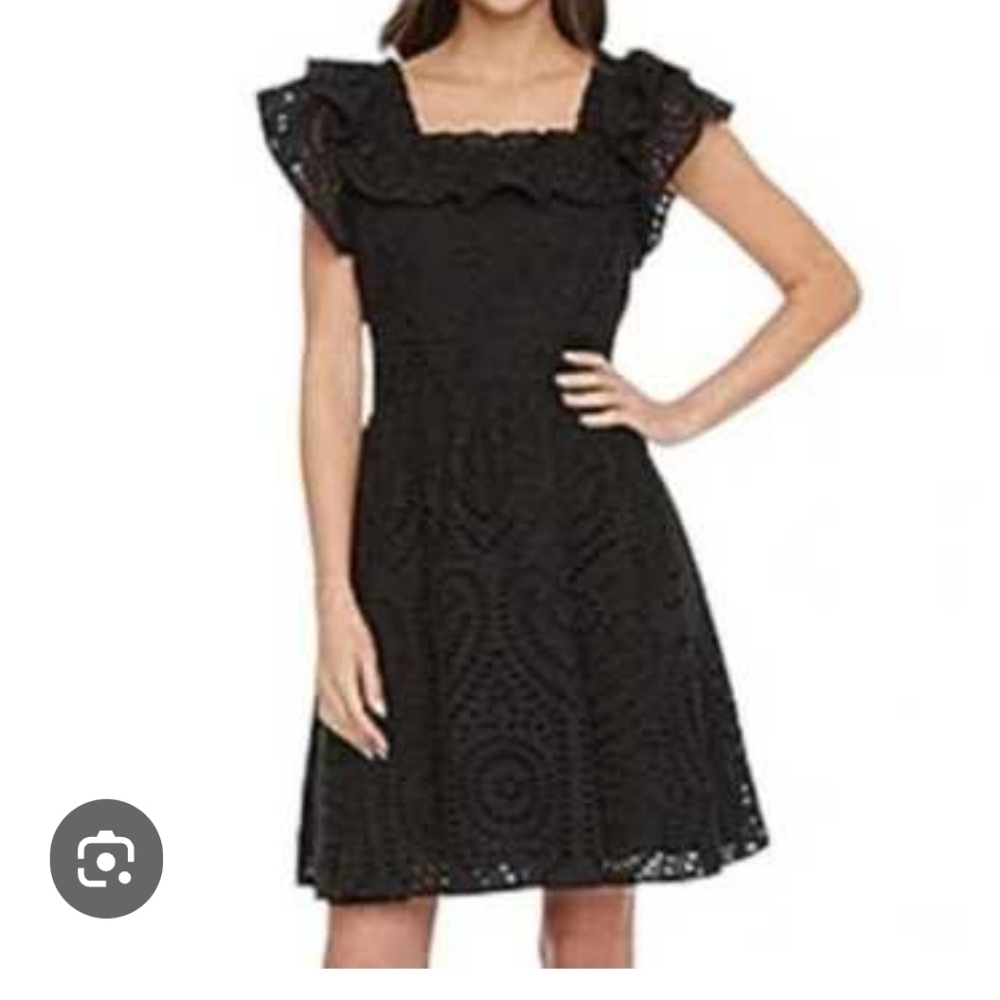 Elegant Black Eyelet Dress. ‎ Fit And Flare. New With Tags. Size XL.
